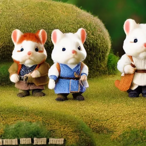 Image similar to lord of the rings calico critters in the shire