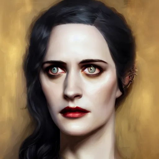 Image similar to portrait painting iris von everec, eva green, the witcher, artstation, detailed