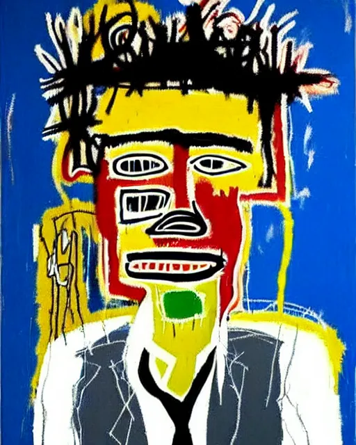 Image similar to stunning realistic portrait by jean - michel basquiat