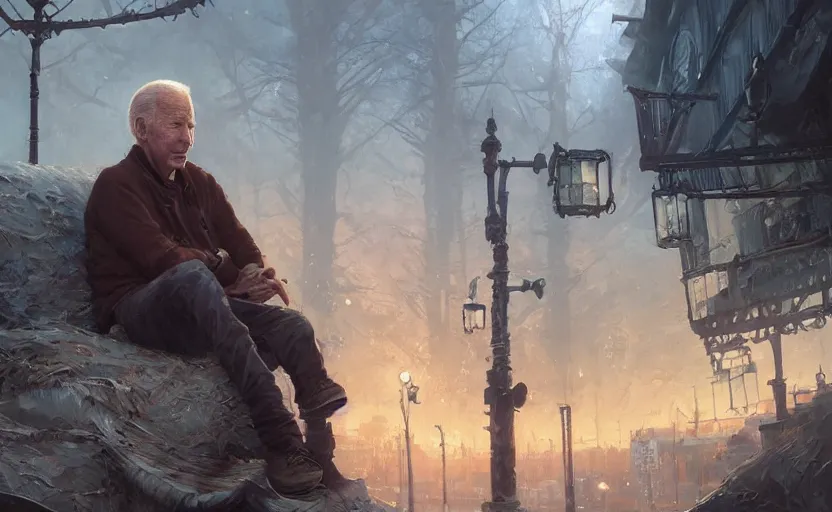 Prompt: highly detailed portrait of joe biden as a homeless, in vr, stephen bliss, unreal engine, fantasy art by greg rutkowski, loish, rhads, ferdinand knab, makoto shinkai and lois van baarle, ilya kuvshinov, rossdraws, tom bagshaw, global illumination, radiant light, detailed and intricate environment