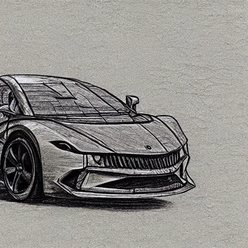 Image similar to a sketch of a supercar by leonardo da vinci