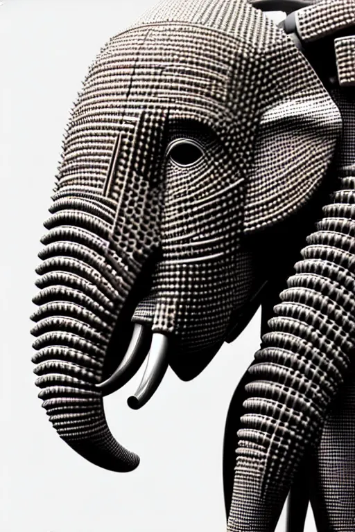 Image similar to a centered portrait of a robotic elephant headed biomechanical creature by clogtwo and subjekt zero. intricate detailed sharp clean textured