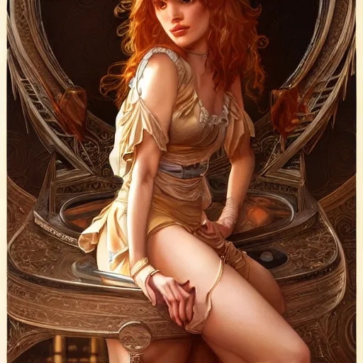 Prompt: ultra realistic illustration, bella thorne as barmaid, intricate, elegant, highly detailed, digital painting, artstation, concept art, smooth, sharp focus, illustration, art by artgerm and greg rutkowski and alphonse mucha