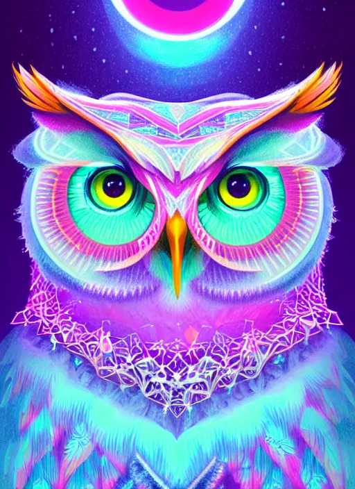 Image similar to symmetry!! product render poster vivid colors divine proportion owl, ice and snow, glowing fog intricate, elegant, highly detailed, digital painting, artstation, concept art, smooth, sharp focus, illustration,