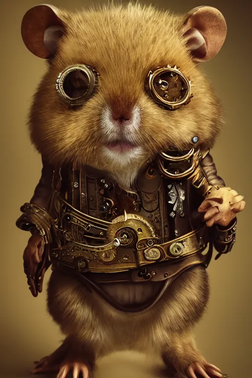 Prompt: anthropomorphic hamster steampunk, western, intricate, elegant, highly detailed, digital painting, artstation, concept art, smooth, sharp focus, contemporary fashion shoot, by edward robert hughes, annie leibovitz and steve mccurry, david lazar, jimmy nelsson, hyperrealistic, octane render