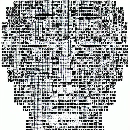 Prompt: A realistic profile picture of a deity-of-language in ASCII art style