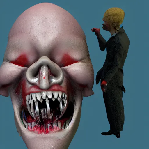 Prompt: 3 d render of a psychopath at a party, digital art, bizarre,