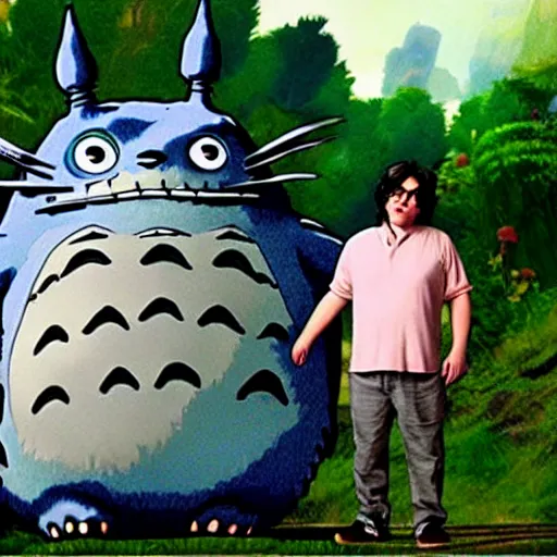 Image similar to guillermo del toro as a totoro, in the syle of studio ghibli
