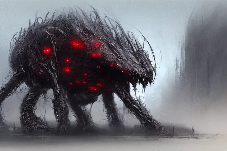 Prompt: a digital painting of a strange looking creature, concept art by chris cold, cgsociety, space art, cryengine, circuitry, concept art