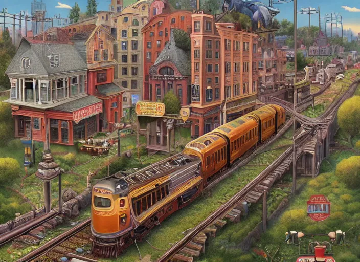 Image similar to 🛤🚞🧳👴🏼, lowbrow, matte painting, 3 - d highly detailed, in the style of mark ryden,