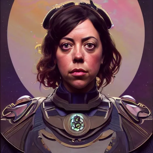 Prompt: full portrait of planetside vanu aubrey plaza, fantasy, d & d, intricate, detailed, by by alphonse mucha, adolfo hohenstein, alice russell glenny, stanley artgerm lau, greg rutkowski, detailed, trending on artstation, trending on artstation, smooth