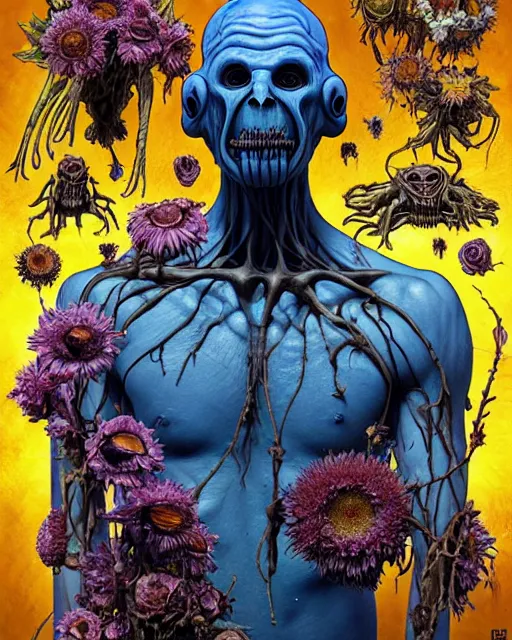 Prompt: the platonic ideal of flowers, rotting, insects and praying of cletus kasady ultimate carnage thanos dementor doctor manhattan chtulu nazgul davinci, detailed, intricate, hyperrealism, intense, scary, decay, dmt, art by brock hofer and artgerm and greg rutkowski and alphonse mucha and simon stalenhag