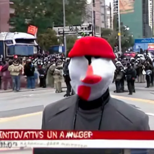 Image similar to hamburglar at the jan 6 riots news footage cnn network television