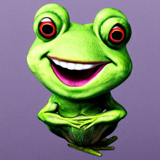 Prompt: a muscular happy frog