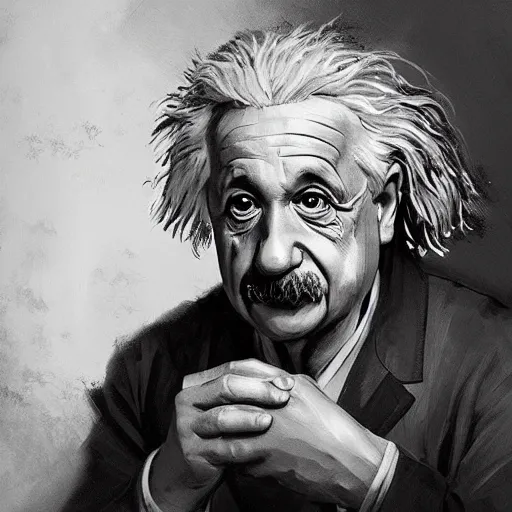 Image similar to a portrait of Albert Einstein by Greg Rutkowski, digital art, horror, chiaroscuro, trending on artstation, anime arts, featured on Pixiv, HD, 8K, highly detailed, good lighting, beautiful, epic, masterpiece