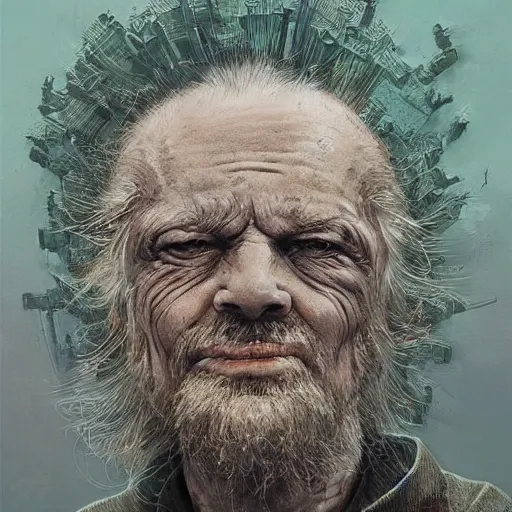 Image similar to a detailed portrait of cyberpunk old man by Tomasz Alen Kopera and Peter Mohrbacher