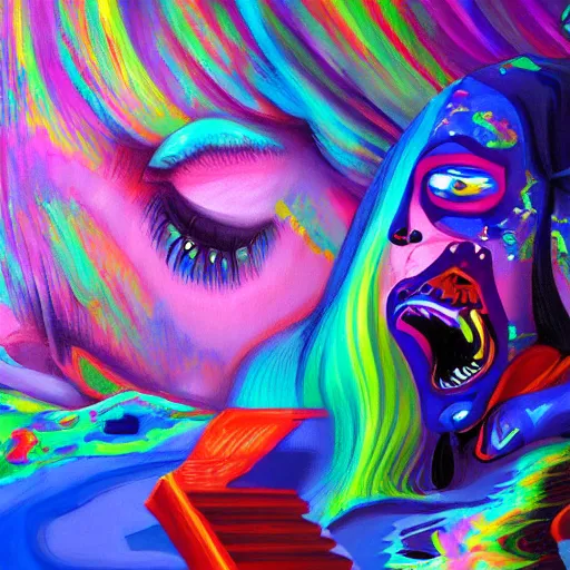 Image similar to painting of my worst nightmares are fun! fun fun nightmares are! oh what can i say?. 8 k resolution, maximalist painting