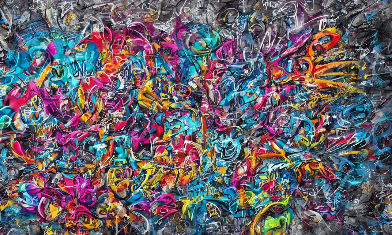 Image similar to extreme 3 d caligraphy graffiti maximalism, octane render