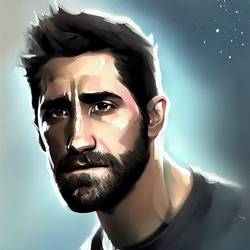Prompt: “ portrait of jake gyllenhaal by greg rutkowski, young, attractive, highly detailed portrait, scifi, digital painting, artstation, concept art, smooth, sharp foccus ilustration, artstation hq ”