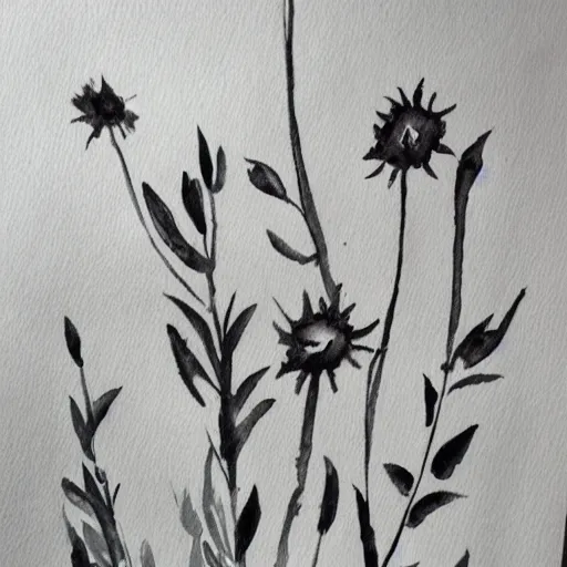 Image similar to monochrome flowers watercolour