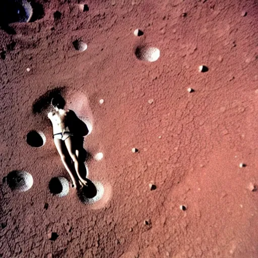 Image similar to a person laying in a huge crater. their body twisted unnaturally, spaceship wreckage in background. ap photograph 1 9 8 5