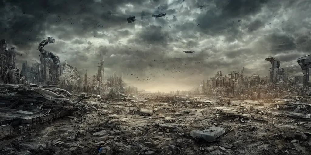 Prompt: an apocalyptic world, CGI , Realistic, illustration, render, realistic, sci-fi