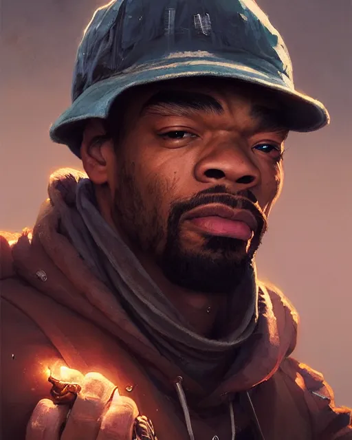 Image similar to portrait of young method man with silver fangs, stephen bliss, unreal engine, fantasy art by greg rutkowski, loish, rhads, ferdinand knab, makoto shinkai and lois van baarle, ilya kuvshinov, rossdraws, tom bagshaw, global illumination, fan art, radiant light, detailed and intricate environment