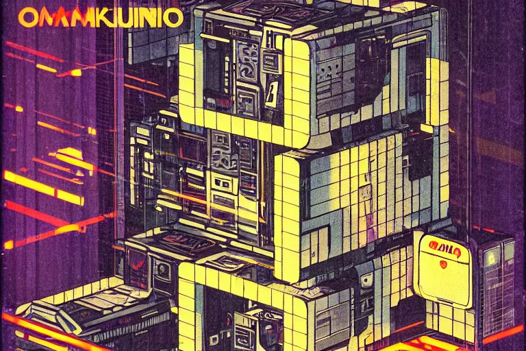 Image similar to 1 9 7 9 omni magazine cover of nakagin capsule tower in cyberpunk style