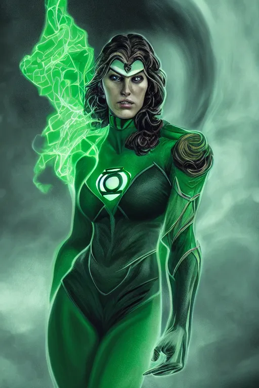 Image similar to Majestic and regal portrait of a female green lantern, DC Universe, intricate, epic, elegant, menacing, fantasy, highly detailed, digital painting, hard focus, beautiful volumetric lighting, epic light, ultra detailed, Horror, souls, ghosts, smoke by Leesha Hannigan, Ross Tran, Thierry Doizon, Kai Carpenter, Ignacio Fernández Ríos