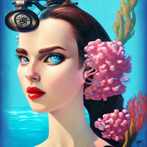 Prompt: lofi underwater bioshock beach model portrait, Pixar style, by Tristan Eaton Stanley Artgerm and Tom Bagshaw.