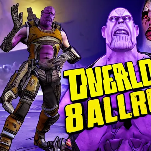 Prompt: Screenshot from new Borderlands DLC featuring Thanos, 8k photorealistic