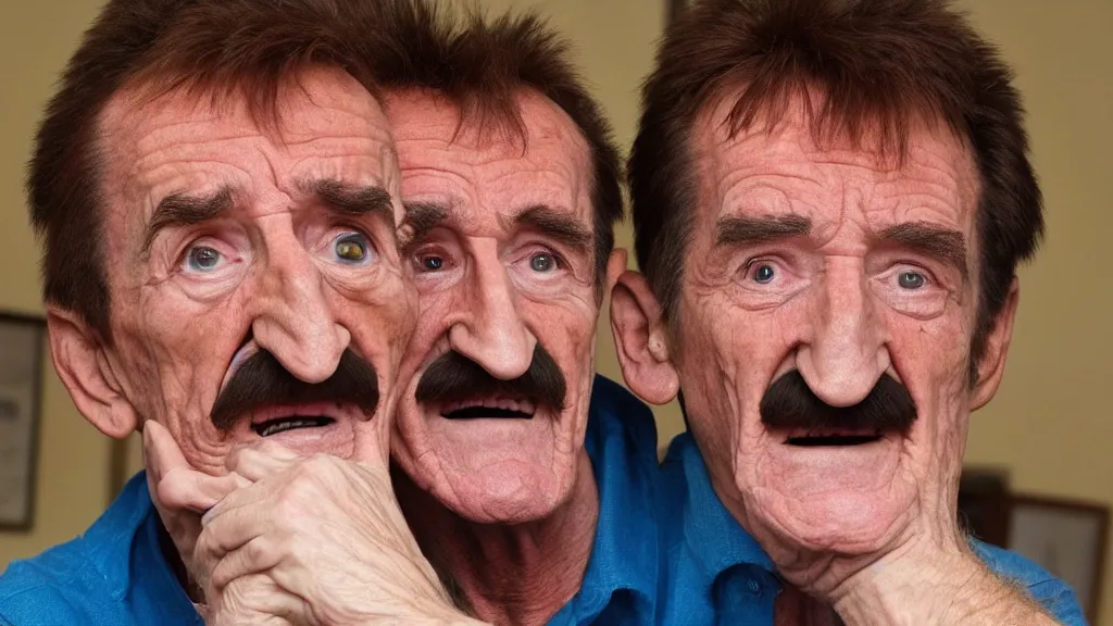 Image similar to Barry Chuckle having a deep realisation about the nature of time