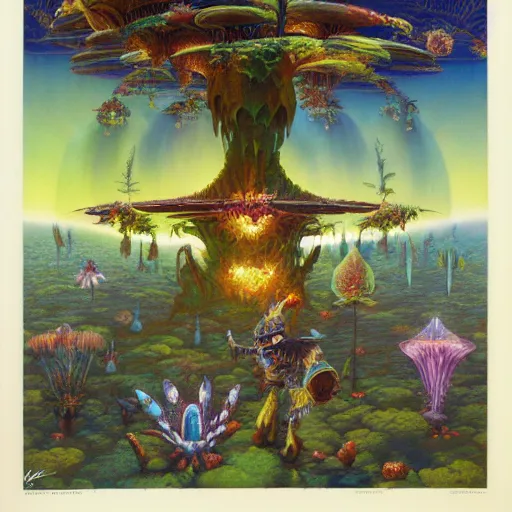 Image similar to fairie forest by kilian eng, chris foss, rodney matthews, robert mccall, jacek yerka and vladimir kush, oil on canvas