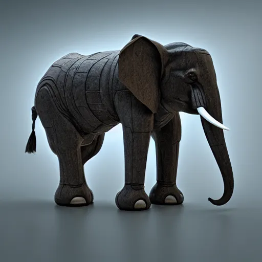 Image similar to cybernetic elephant guardian, bipedal, octane rendered