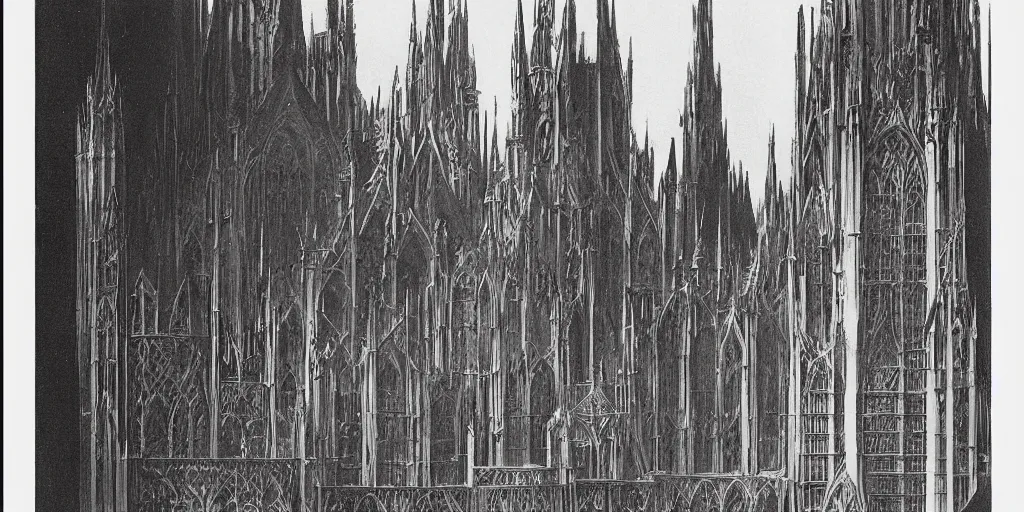 Image similar to gothic architecture by hugh ferriss