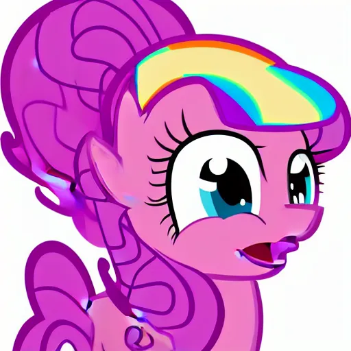 Image similar to Pinkie Pie, drawn by a professional brony artist, show-accurate, vector graphics, white background, in the style of Friendship is Magic