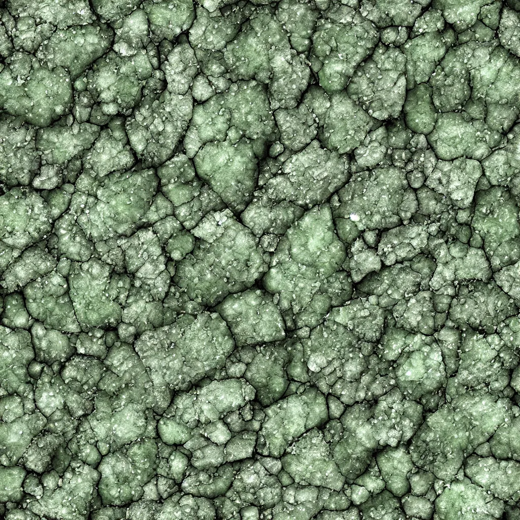 Image similar to long green crystals sticking out of the rock surface, detailed ground terrain albedo texture, flat, 2 d texture, seamless