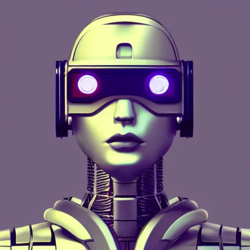 Prompt: retro vintage sci - fi, hollywood, cyborg robot wearing vr headset, 3 d illutration, profile portrait, night, detailed, cyberpunk style,