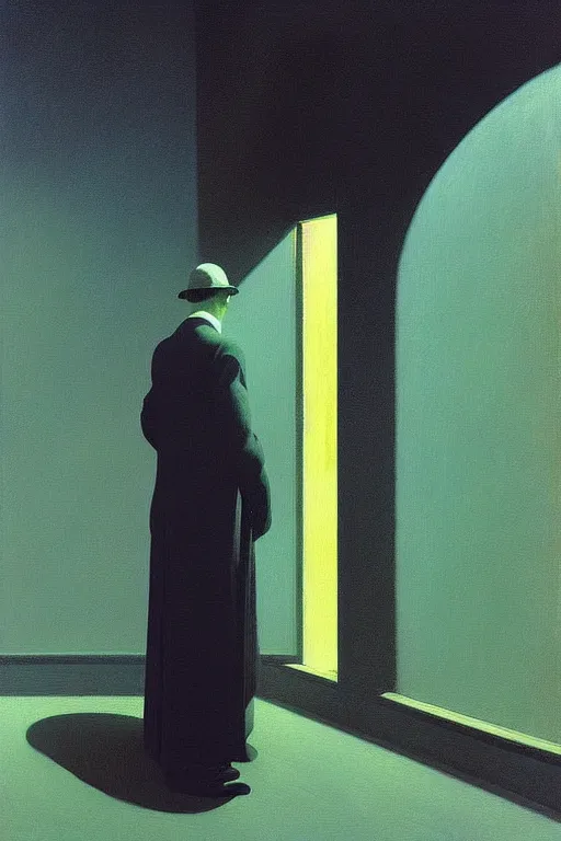 Image similar to depression, edward hopper and james gilleard zdzislaw beksisnski higly detailed