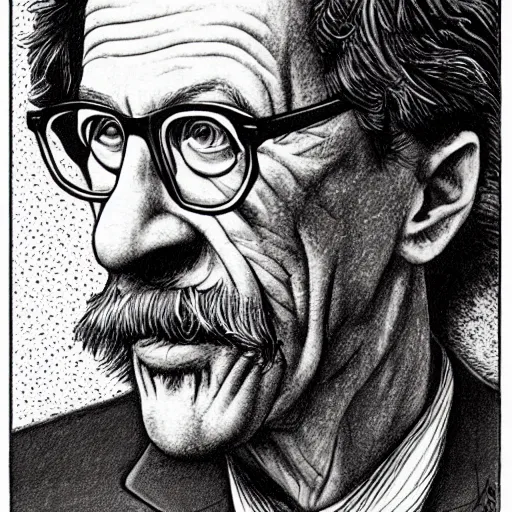 Prompt: a illustration portrait of Robert Crumb drawn by Robert Crumb