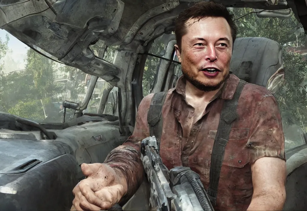 Image similar to elon musk in the last of us, elon musk in the video game in the last of us, gameplay screenshot, close up, 3 d rendering. unreal engine. amazing likeness. very detailed.