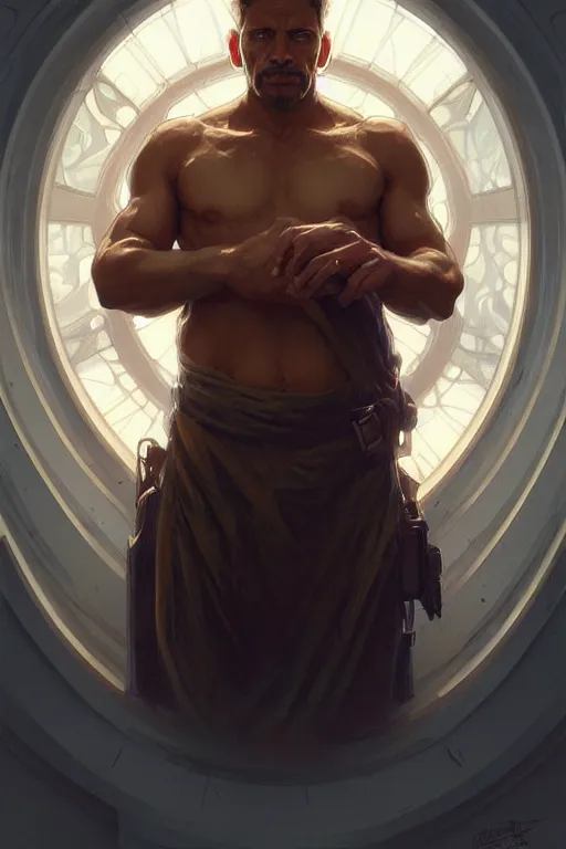 Image similar to man that really has to poop right now, realistic portrait, symmetrical, highly detailed, digital painting, artstation, concept art, smooth, sharp focus, illustration, cinematic lighting, art by artgerm and greg rutkowski and alphonse mucha