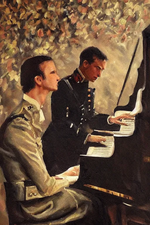 Image similar to second world war ending, oil painting in the style of chopin's nocturne in a minor, highly intricate, trending on artstation