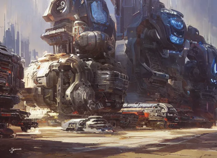 Image similar to Stark Industries, concept art oil painting by Jama Jurabaev and John Berkey, extremely detailed, brush hard, artstation