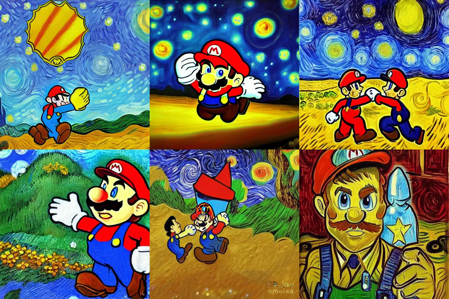 Prompt: a beautiful mario painting in the style of vincent van gogh