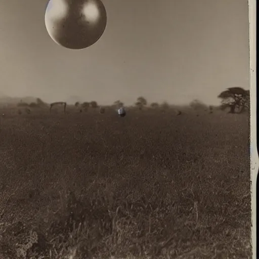 Image similar to Unidentified purple ball of light flying over rural Africa, 1896 photograph