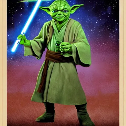 Prompt: poster for Star Wars but every character is Yoda