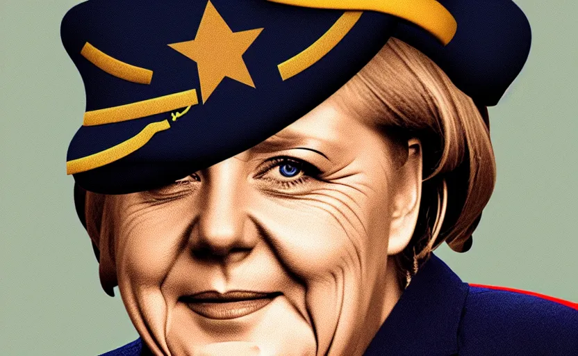 Image similar to portrait of angela merkel dressed as a military officer, minimalist triangle digital art, natural light, sharp, detailed face, magazine