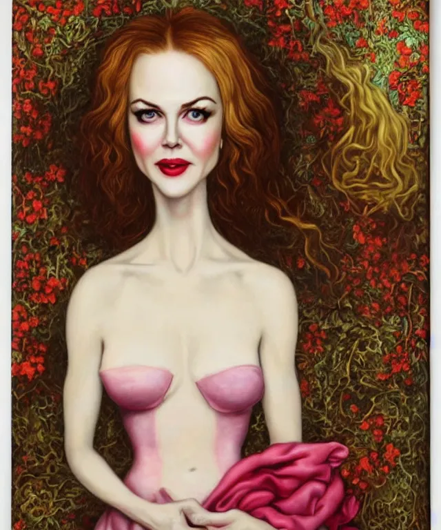 Image similar to portrait of Nicole Kidman in wonderland, lowbrow painting by Mark Ryden