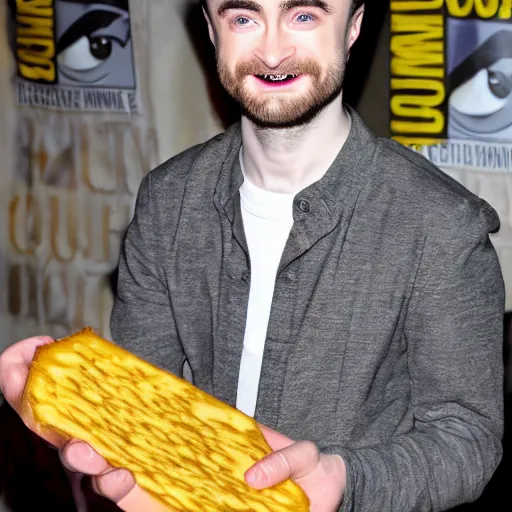 Prompt: Daniel Radcliffe invents magic cheese,